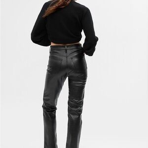 NWT Gap Black faux Leather cheeky straight Pants 29(8) tall